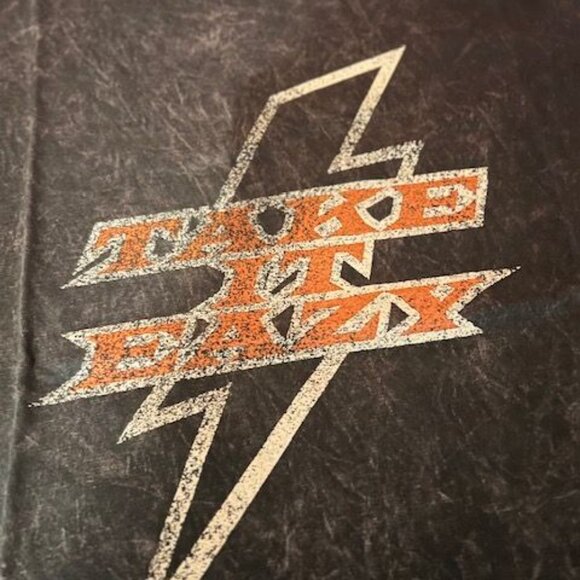 Vintage Canvas Take It Easy Graphic T-Shirt Washed Black relaxed style cotton - Picture 5 of 7